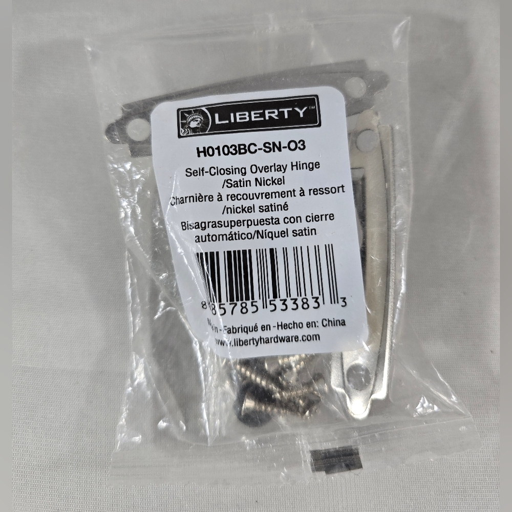 Liberty H0103BC-SN-03 Satin Nickel Self-Closing Overlay Hinge Pack of 2